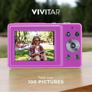 NEW Vivitar PopSnap Purple Digital Camera,44MP 1080P HD, 16X Zoom, Rechargeable
